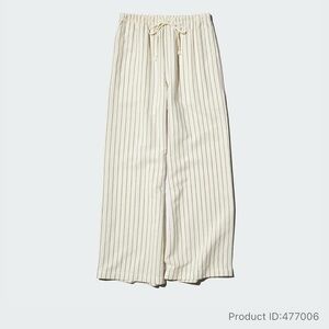 NWT Uniqlo Linen Blend Easy Pants - Women XS - Striped Cream Blue